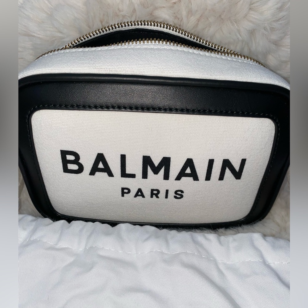 Balmain B-Army Camera Bag Gab Blanc Noir NEW